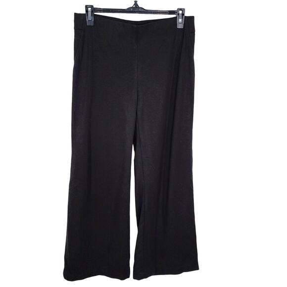 Chico's Trouser Pants Women's Size 0 US 4 Ponte Pull On Wide Leg Black Stretch - Picture 1 of 10